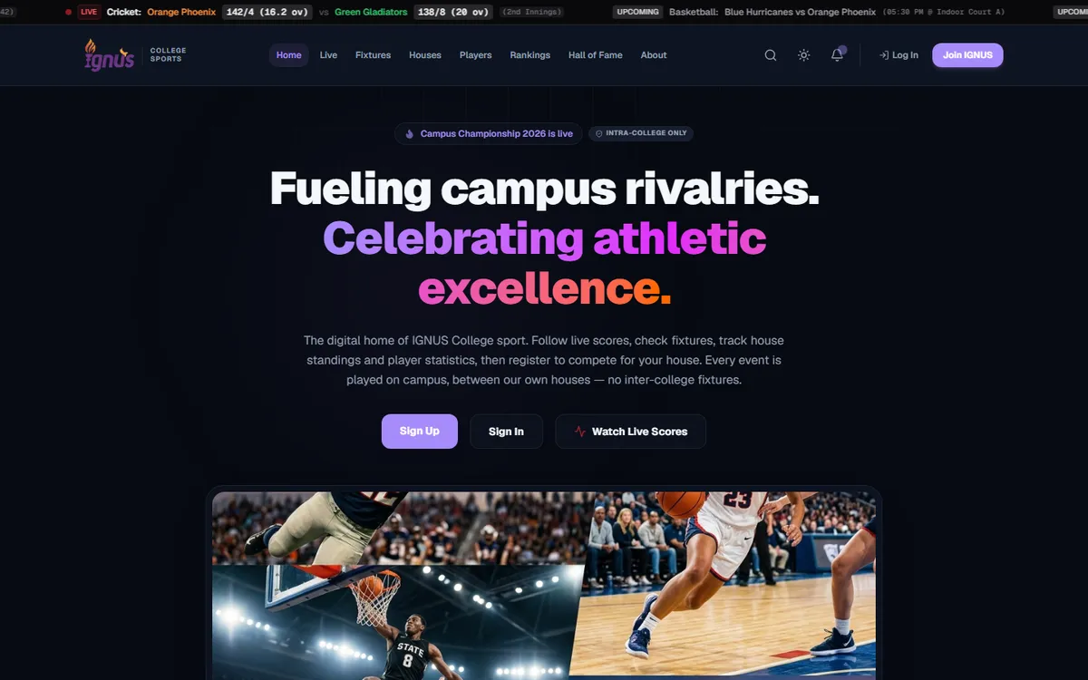 IGNUS Sports Portal preview